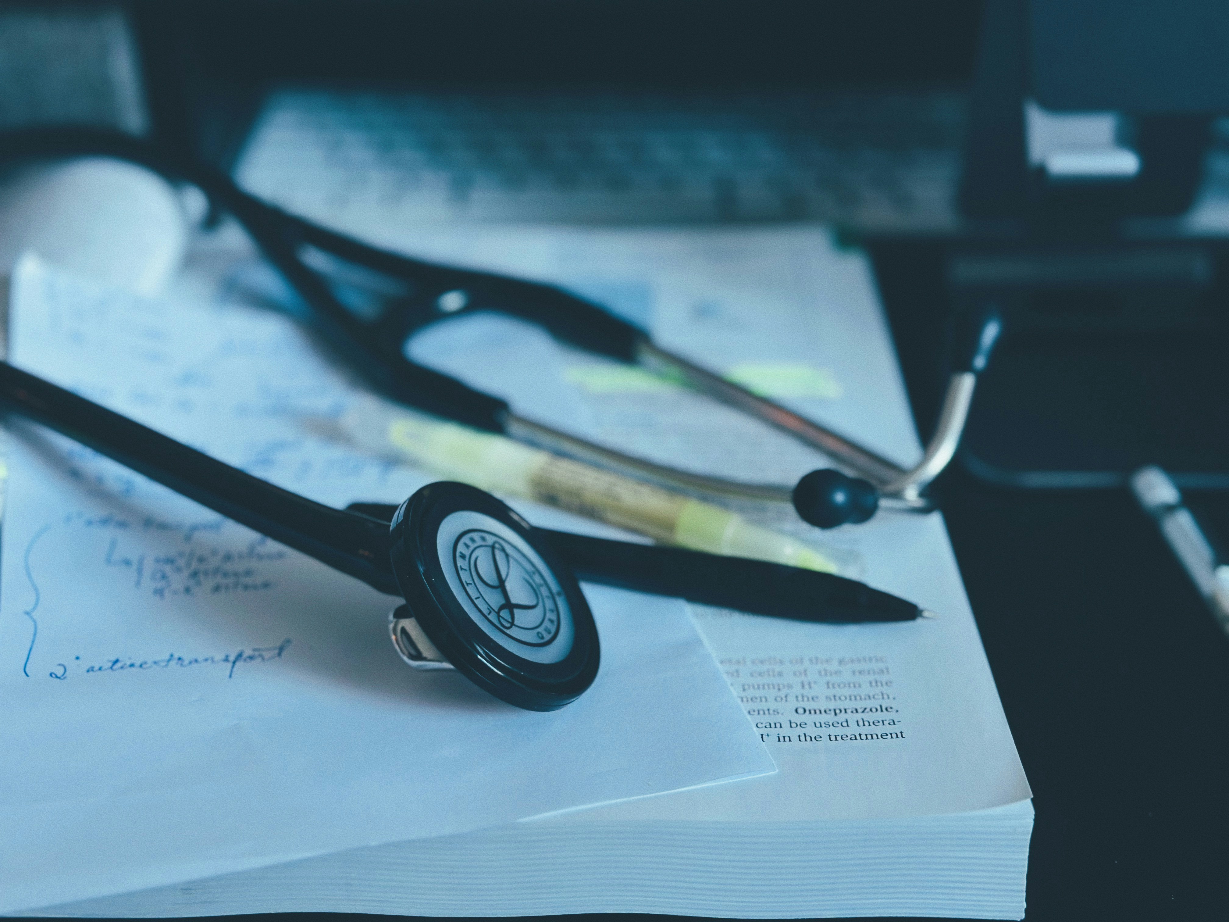 Stethoscope on clinical notes